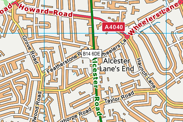 B14 6DE map - OS VectorMap District (Ordnance Survey)