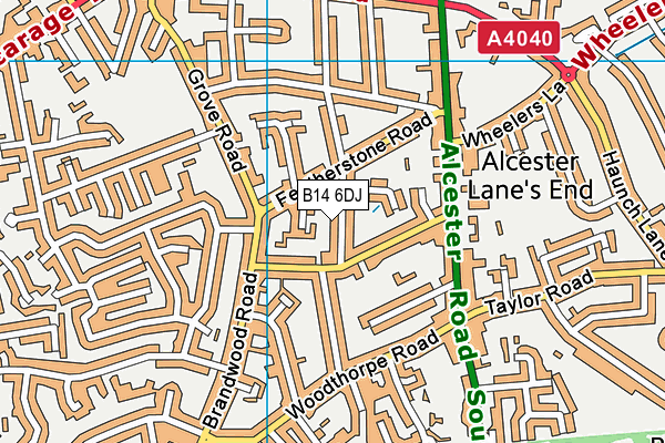 B14 6DJ map - OS VectorMap District (Ordnance Survey)