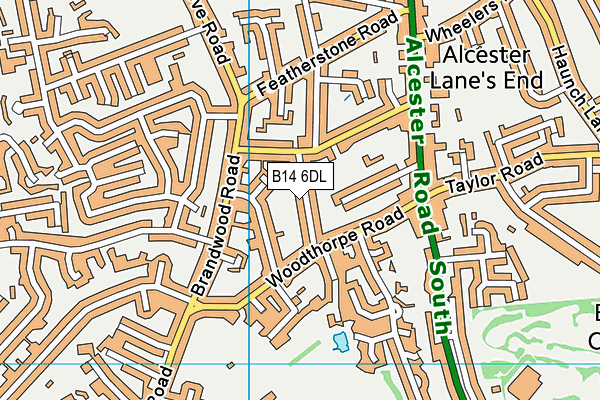 B14 6DL map - OS VectorMap District (Ordnance Survey)