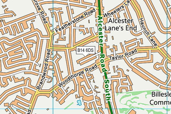 B14 6DS map - OS VectorMap District (Ordnance Survey)