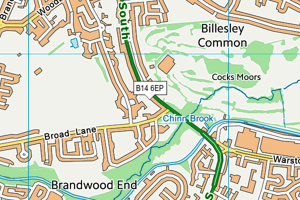 B14 6EP map - OS VectorMap District (Ordnance Survey)