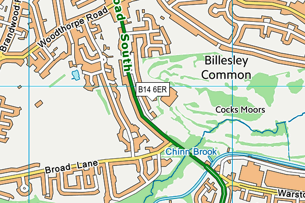 Cocks Moors Woods Leisure Centre map (B14 6ER) - OS VectorMap District (Ordnance Survey)