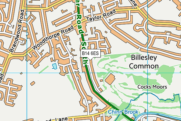 B14 6ES map - OS VectorMap District (Ordnance Survey)