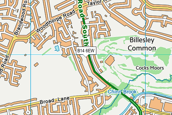 B14 6EW map - OS VectorMap District (Ordnance Survey)