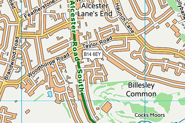 B14 6EY map - OS VectorMap District (Ordnance Survey)