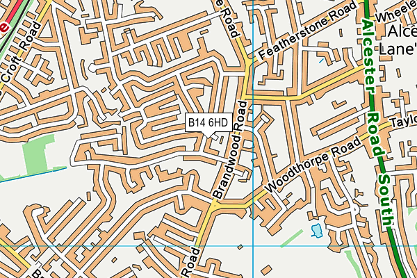 B14 6HD map - OS VectorMap District (Ordnance Survey)