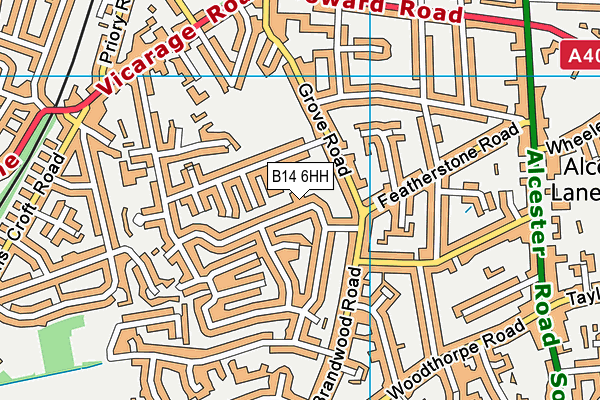 B14 6HH map - OS VectorMap District (Ordnance Survey)