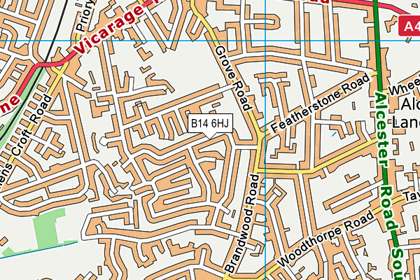 B14 6HJ map - OS VectorMap District (Ordnance Survey)