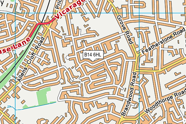 B14 6HL map - OS VectorMap District (Ordnance Survey)