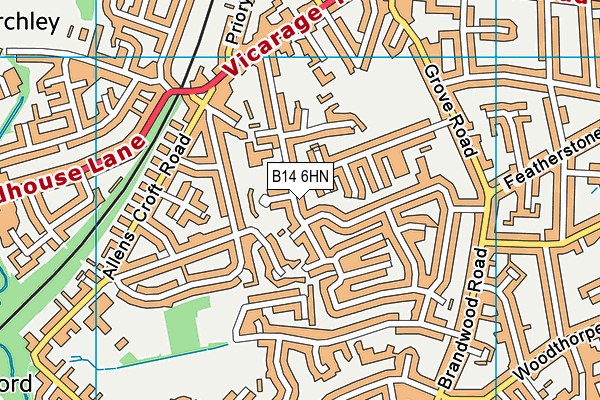 B14 6HN map - OS VectorMap District (Ordnance Survey)