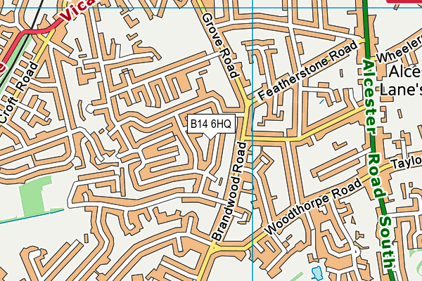 B14 6HQ map - OS VectorMap District (Ordnance Survey)