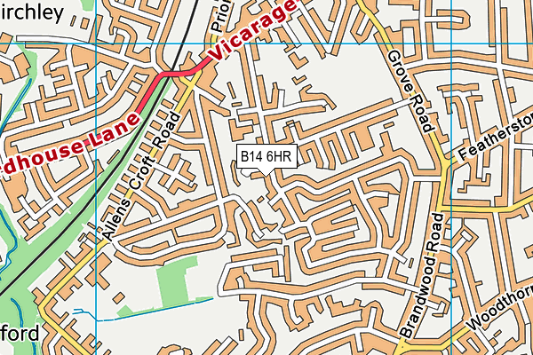 B14 6HR map - OS VectorMap District (Ordnance Survey)