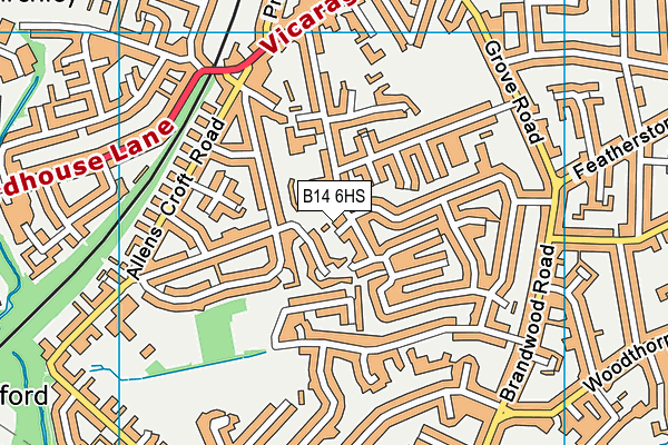 B14 6HS map - OS VectorMap District (Ordnance Survey)