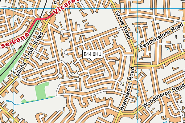 B14 6HU map - OS VectorMap District (Ordnance Survey)
