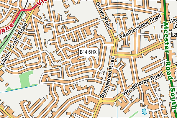 B14 6HX map - OS VectorMap District (Ordnance Survey)