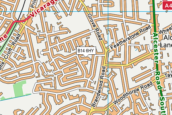 B14 6HY map - OS VectorMap District (Ordnance Survey)