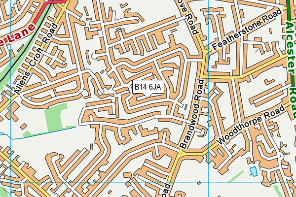 B14 6JA map - OS VectorMap District (Ordnance Survey)