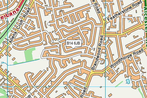 B14 6JB map - OS VectorMap District (Ordnance Survey)