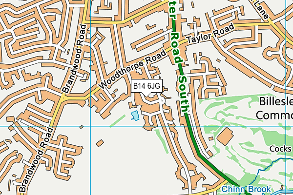 B14 6JG map - OS VectorMap District (Ordnance Survey)