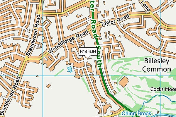 B14 6JH map - OS VectorMap District (Ordnance Survey)