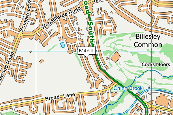 B14 6JL map - OS VectorMap District (Ordnance Survey)