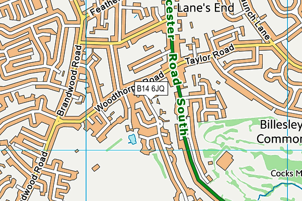 B14 6JQ map - OS VectorMap District (Ordnance Survey)