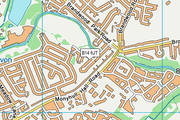 B14 6JT map - OS VectorMap District (Ordnance Survey)