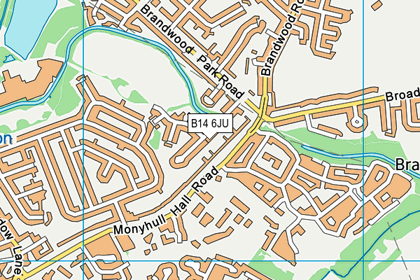 B14 6JU map - OS VectorMap District (Ordnance Survey)