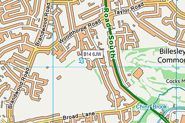 B14 6JW map - OS VectorMap District (Ordnance Survey)