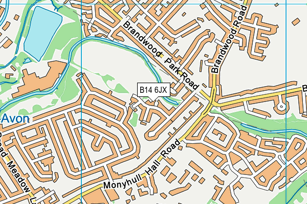 B14 6JX map - OS VectorMap District (Ordnance Survey)