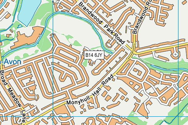 B14 6JY map - OS VectorMap District (Ordnance Survey)