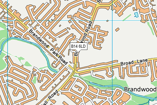 B14 6LD map - OS VectorMap District (Ordnance Survey)