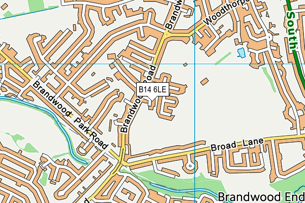 B14 6LE map - OS VectorMap District (Ordnance Survey)