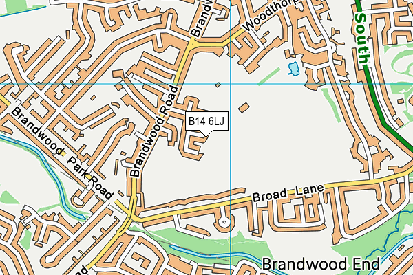 B14 6LJ map - OS VectorMap District (Ordnance Survey)
