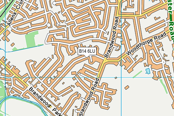 B14 6LU map - OS VectorMap District (Ordnance Survey)