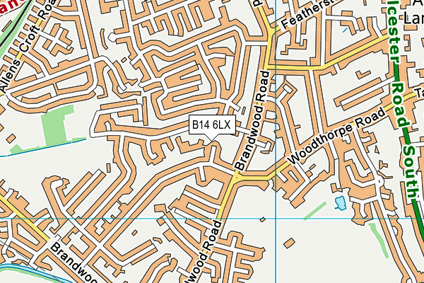 B14 6LX map - OS VectorMap District (Ordnance Survey)