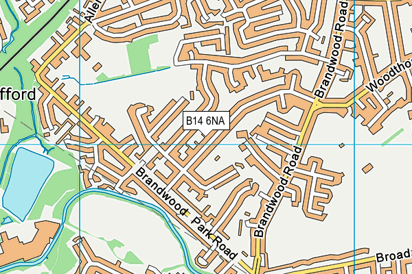 B14 6NA map - OS VectorMap District (Ordnance Survey)