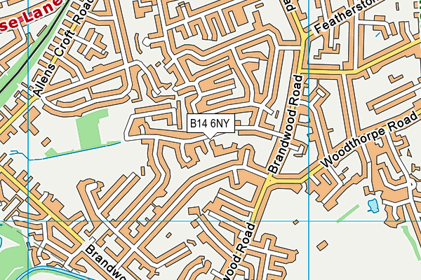 B14 6NY map - OS VectorMap District (Ordnance Survey)