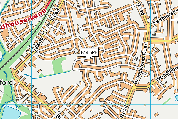 B14 6PF map - OS VectorMap District (Ordnance Survey)