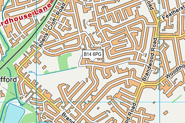 B14 6PG map - OS VectorMap District (Ordnance Survey)