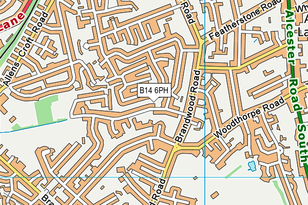 B14 6PH map - OS VectorMap District (Ordnance Survey)