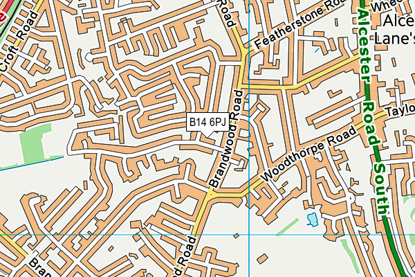 B14 6PJ map - OS VectorMap District (Ordnance Survey)