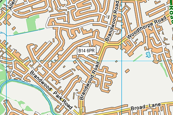 B14 6PR map - OS VectorMap District (Ordnance Survey)