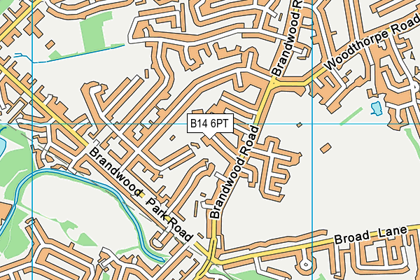 B14 6PT map - OS VectorMap District (Ordnance Survey)