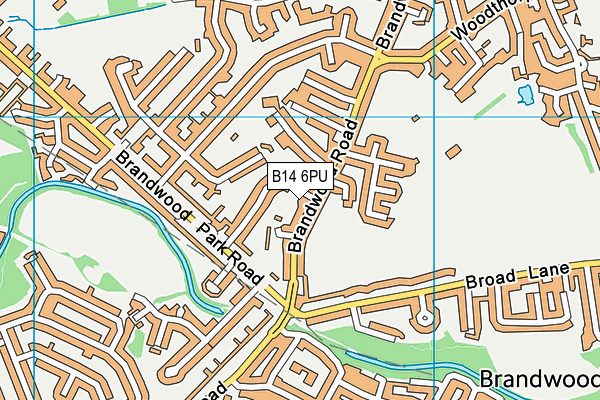 B14 6PU map - OS VectorMap District (Ordnance Survey)