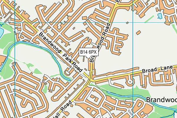 B14 6PX map - OS VectorMap District (Ordnance Survey)