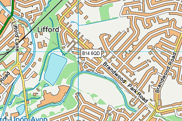 B14 6QD map - OS VectorMap District (Ordnance Survey)