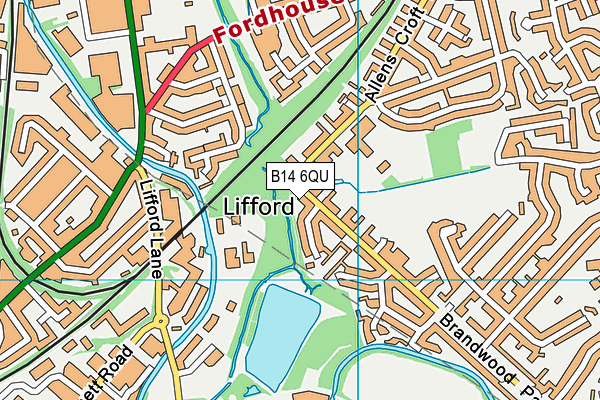 B14 6QU map - OS VectorMap District (Ordnance Survey)