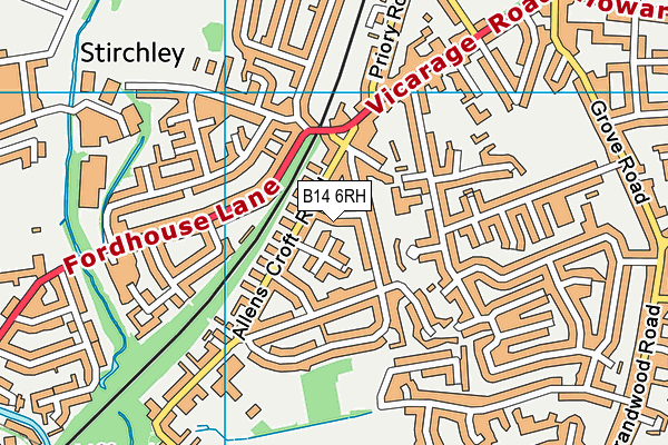 B14 6RH map - OS VectorMap District (Ordnance Survey)