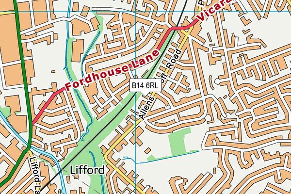 B14 6RL map - OS VectorMap District (Ordnance Survey)